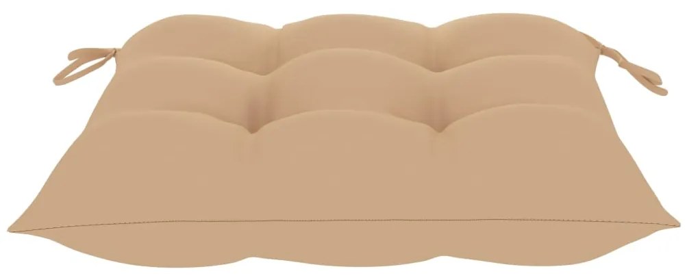 Cadeiras de jardim c/ almofadões beges 6 pcs teca maciça