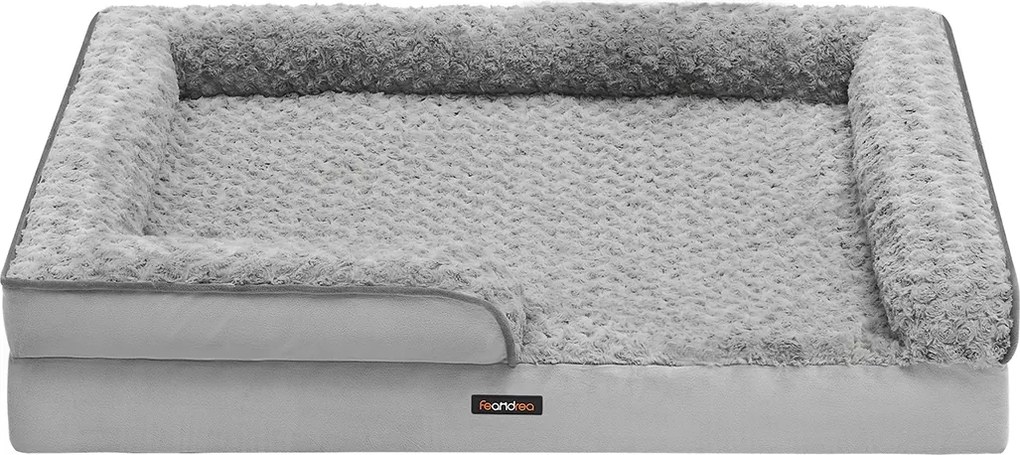 Cama ortopédica para cães com capa de pelúcia 106 x 81 x 18 cm (C x L x A) cinzenta