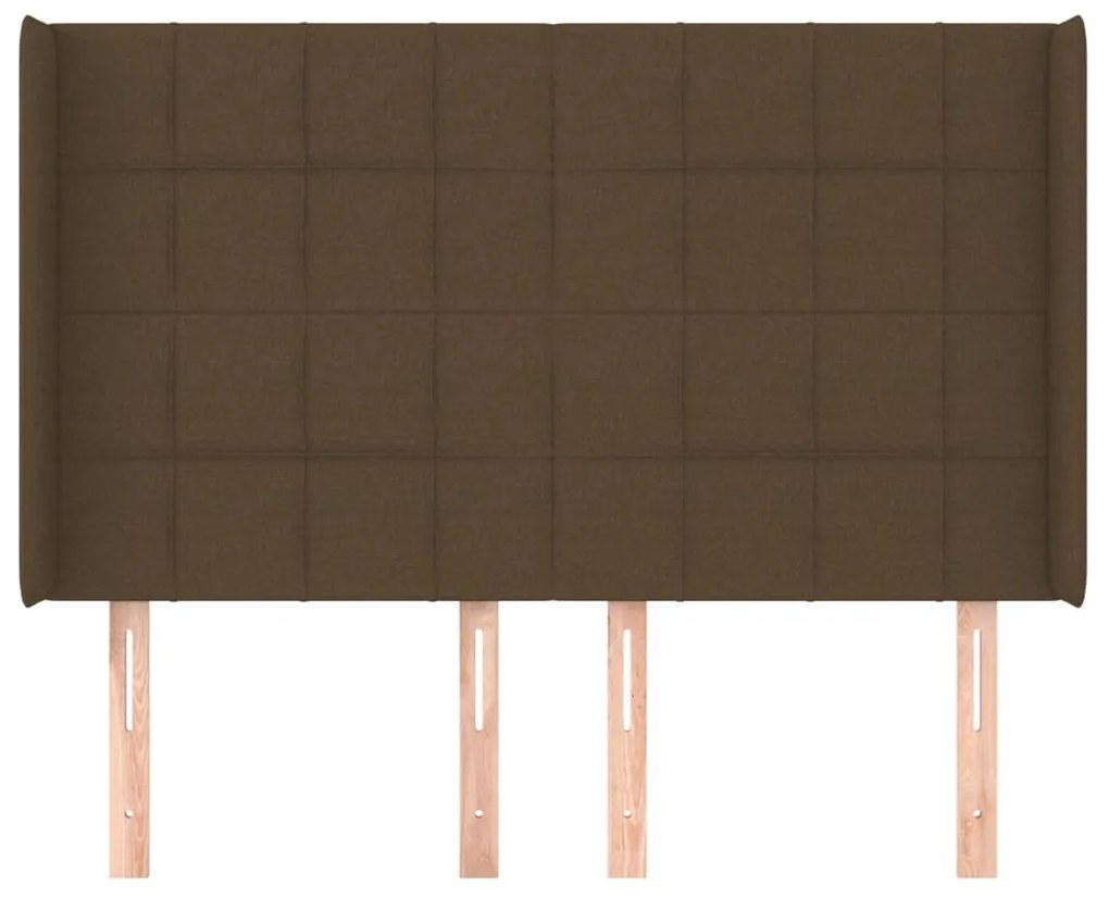 Cabeceira cama c/ abas tecido 147x16x118/128 cm castanho-escuro