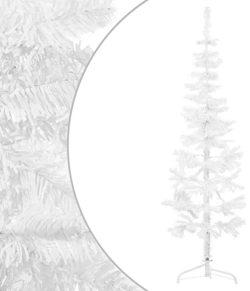 Meia árvore de Natal fina com suporte 120 cm branco