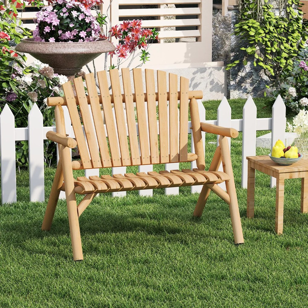 Banco de Jardim para 2 Pessoas, 115 x 80 x 106 cm, Encosto Alto, Natural