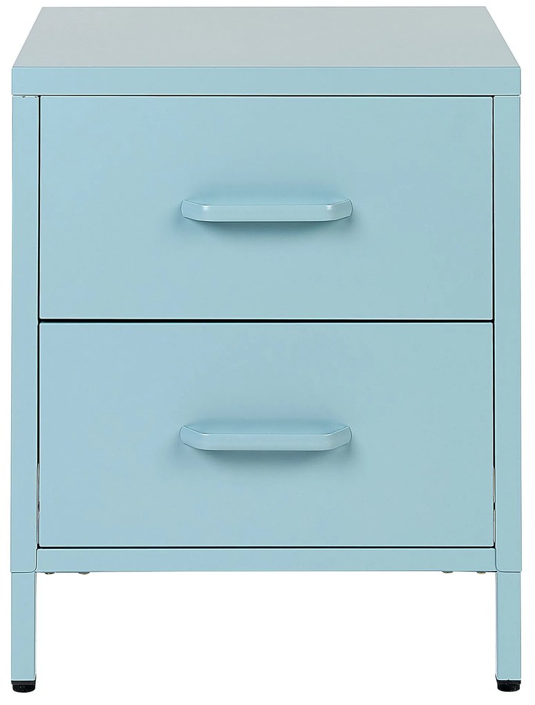 Mesa de cabeceira com 2 gavetas em metal azul claro MALAVI Beliani