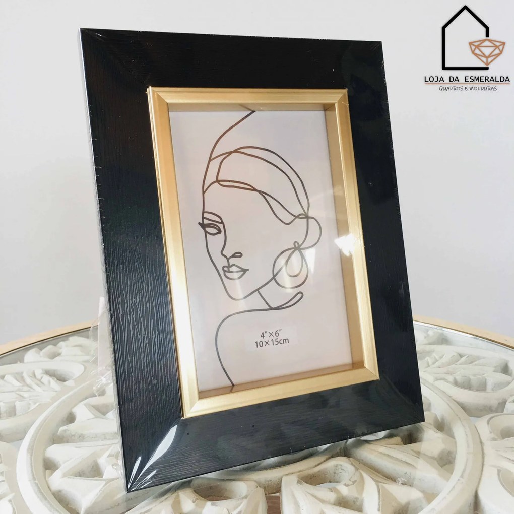 Moldura Preto e Dourado - 15*20.1 cm