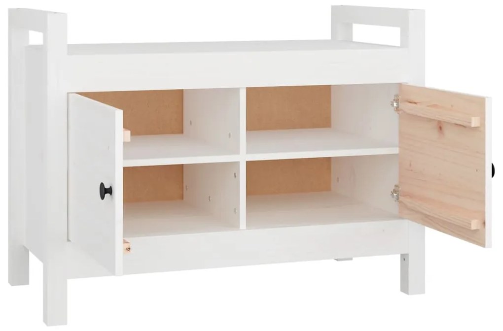Banco de corredor 80x40x60 cm madeira de pinho maciça branco
