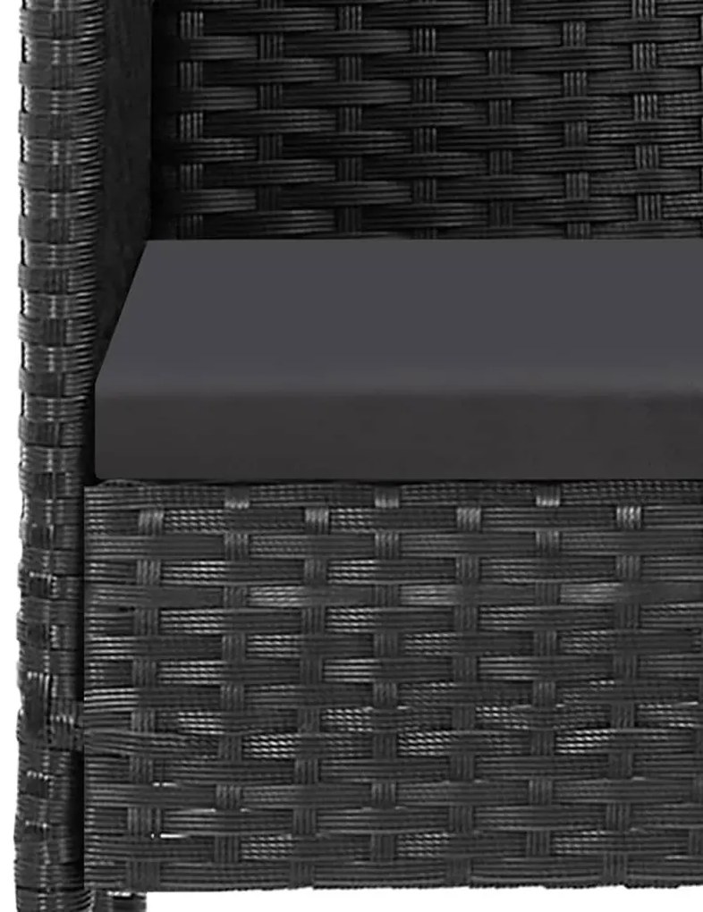 5 pcs conjunto de jantar p/ jardim c/ almofadões vime PE preto