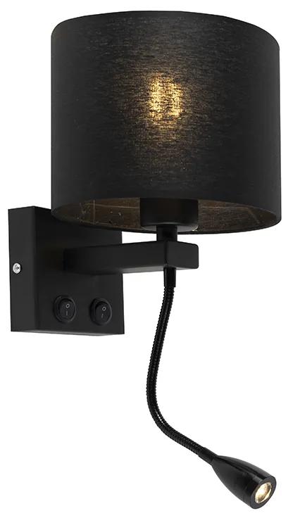 LED Candeeiro de parede moderno preto com sombra preta - Brescia Moderno