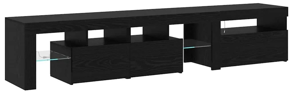 Gabinetes de TV vidaXL 2 peças com luzes LED de carvalho preto em made