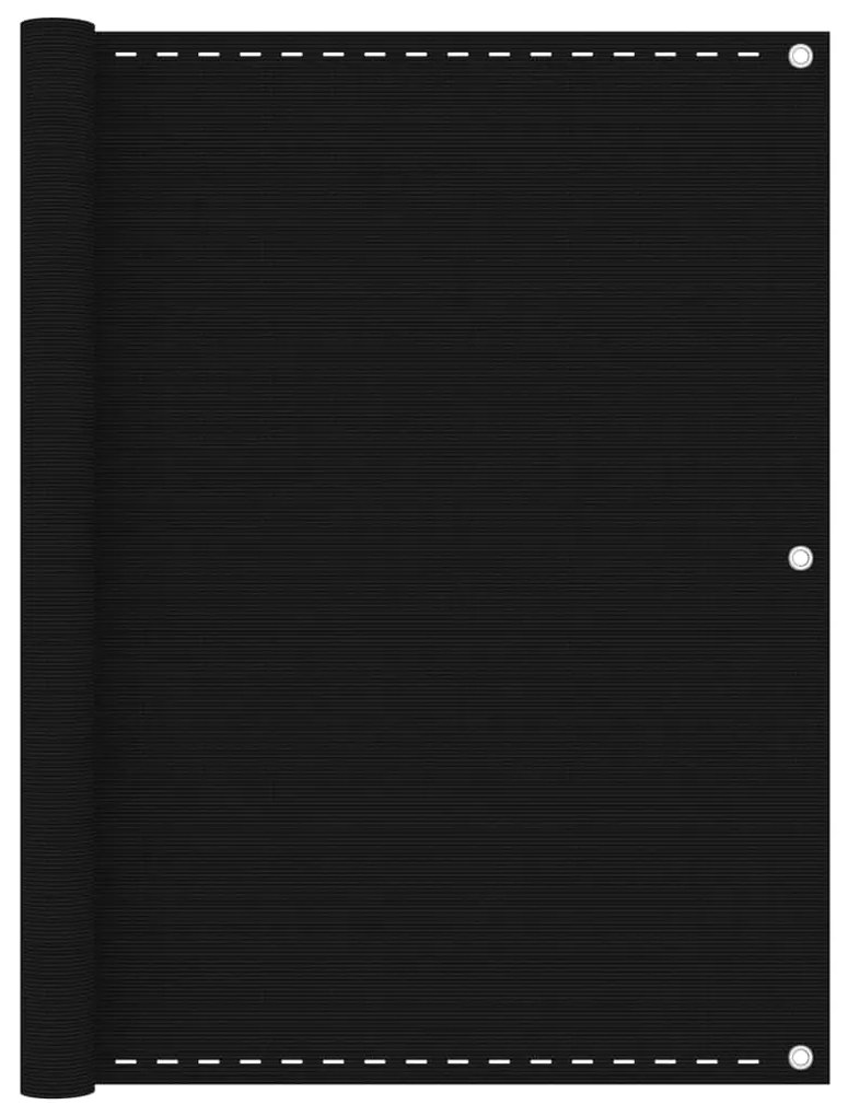 vidaXL Tela de varanda 120x400 cm PEAD preto