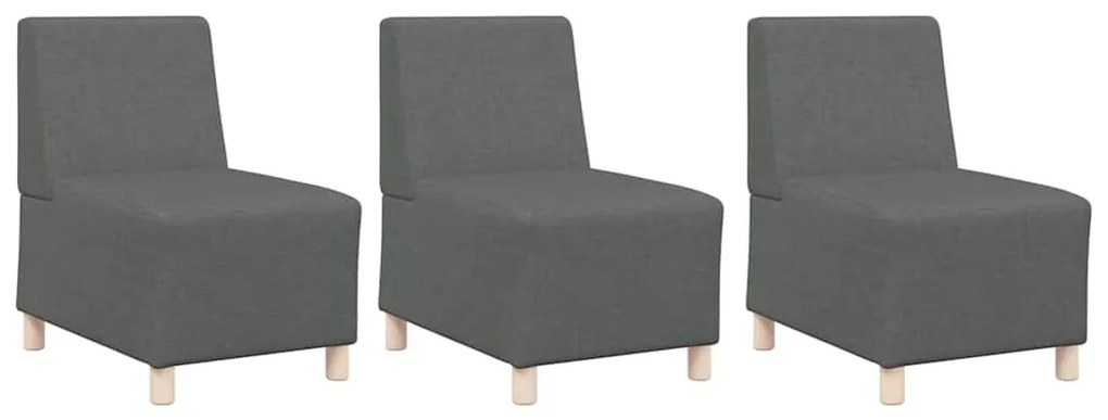 Cadeira de Sofá Cinza Claro 55 cm em Tecido 3 pcs