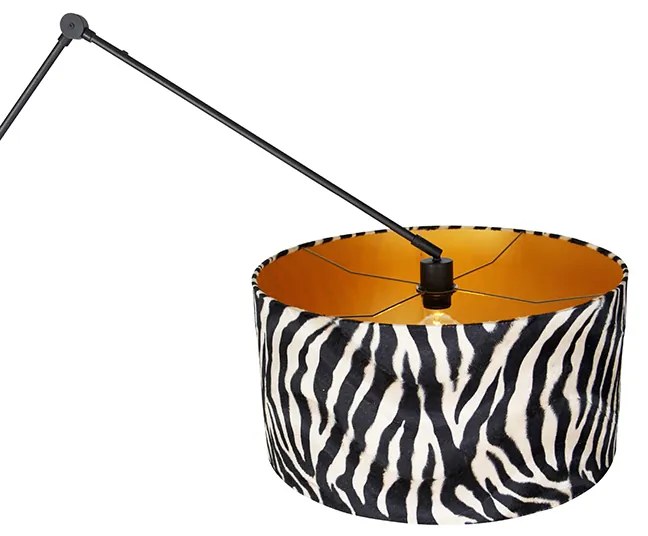 Candeeiro de pé preto com abat-jour de zebra 50 cm - Editor Moderno