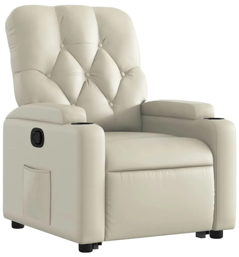 Poltrona reclinável elevatória couro artificial cor creme
