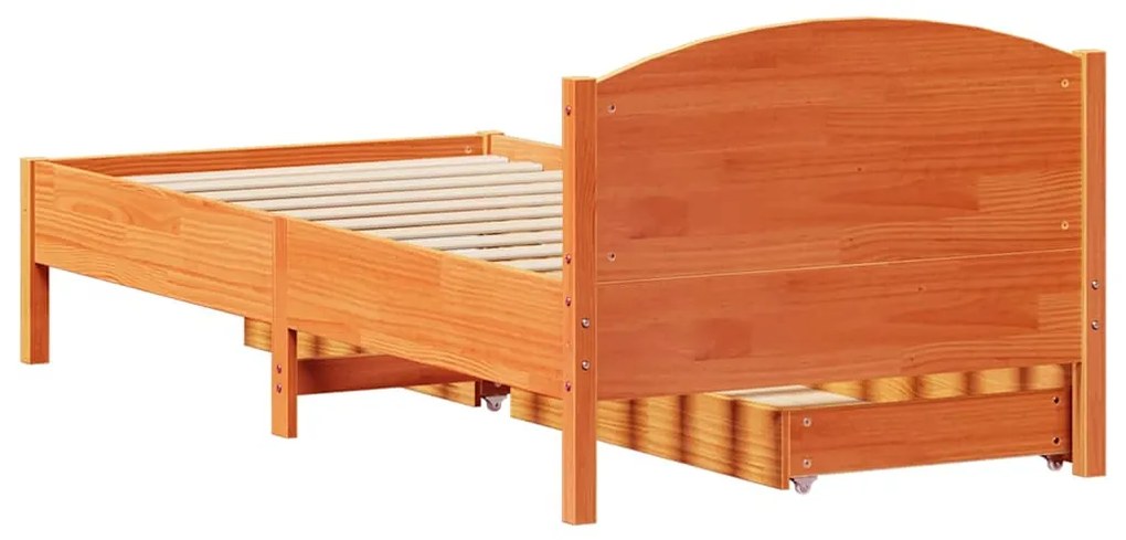 Cama sem colchão 100x200 cm pinho maciço castanho-mel