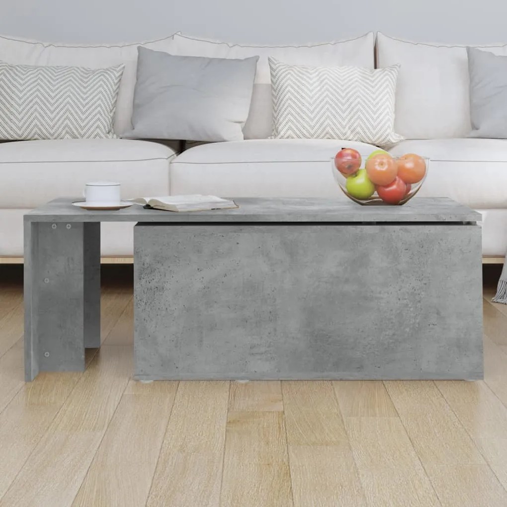 Mesa de centro 150x50x35 cm contraplacado cinzento cimento