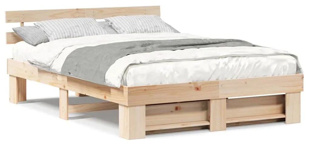 Estrutura da Cama com cabeceira Castanho 140 x 200 cm