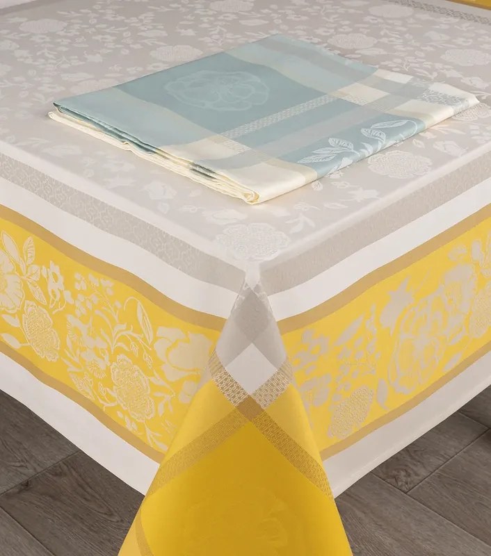 Toalhas de mesa anti nódoas 100% algodão - TOLEDO da Fateba: Amarelo 1 Toalha de mesa 150x200 cm