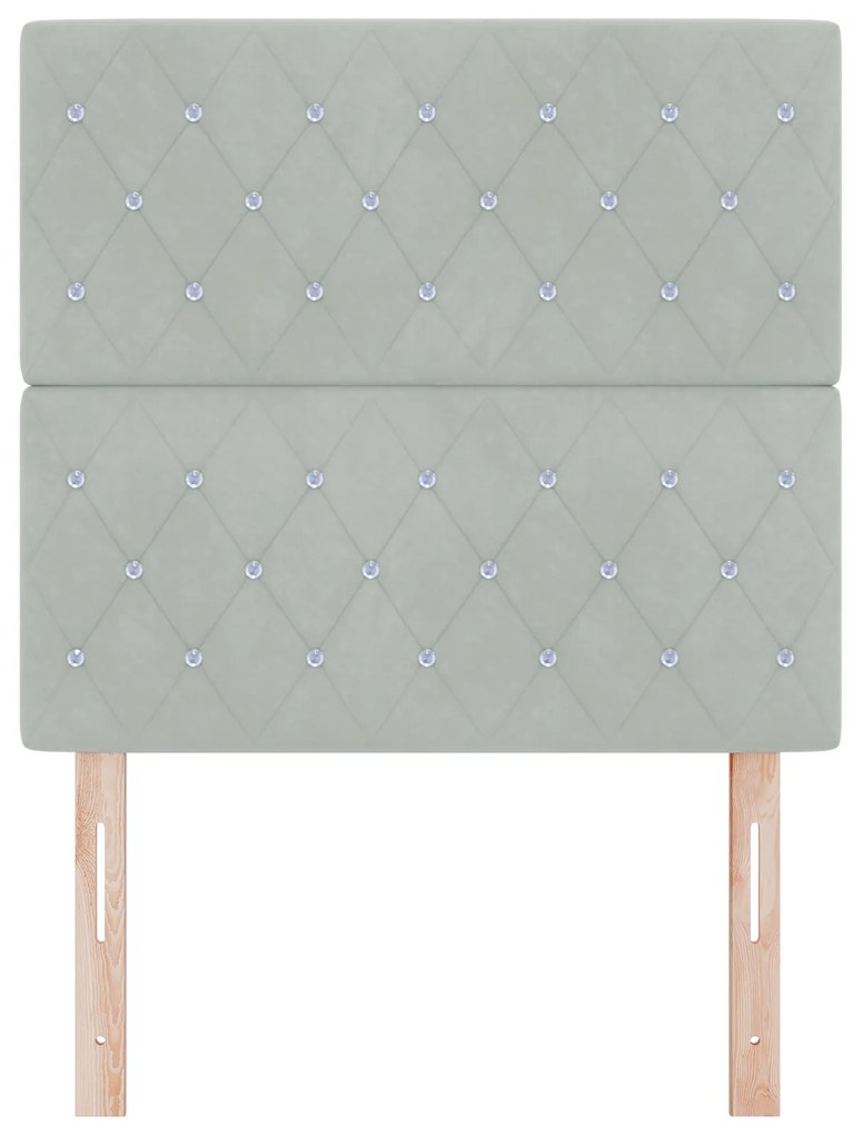 Cabeceira vidaXL com Botões de Cristal Tufted Cinza Claro 100 cm Velud