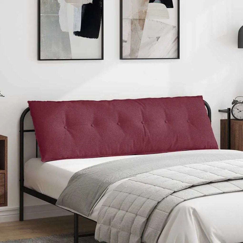 vidaXL Travesseiro para Costas Vinho Vermelho 160 x 19 x 50 cm tecido