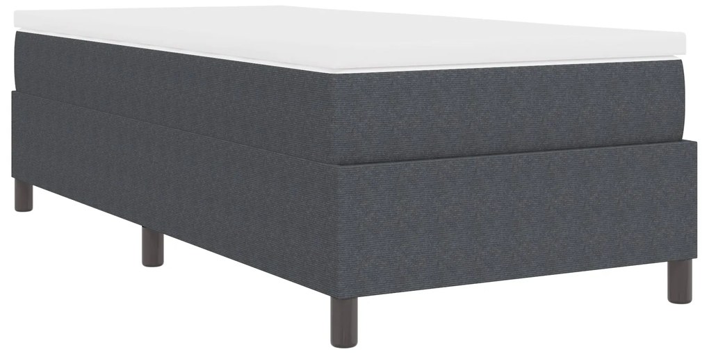Cama Box com Colchão Cinza Escuro 80x200 cm Tecido de Veludo Cotelê