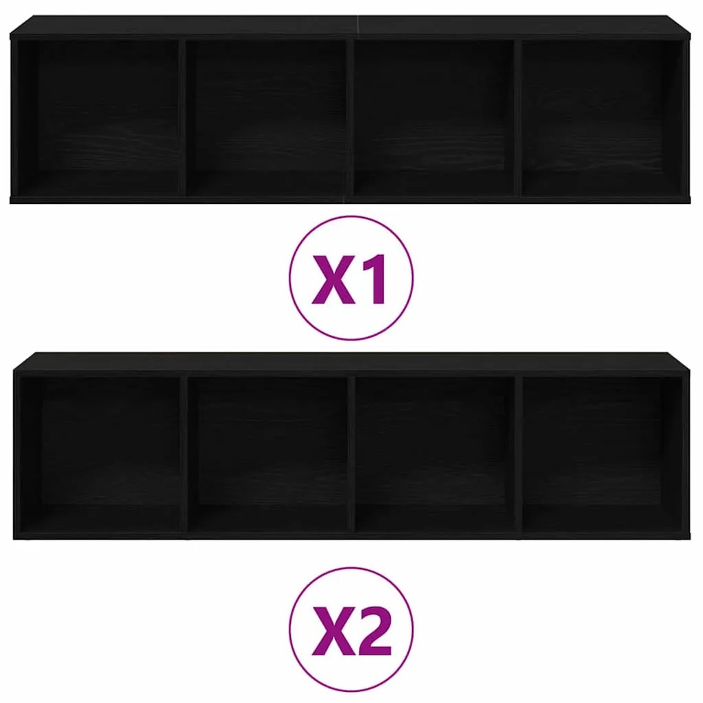 Estantes 3 pcs Carvalho Preto 36x30x143 cm Madeira engenheirada