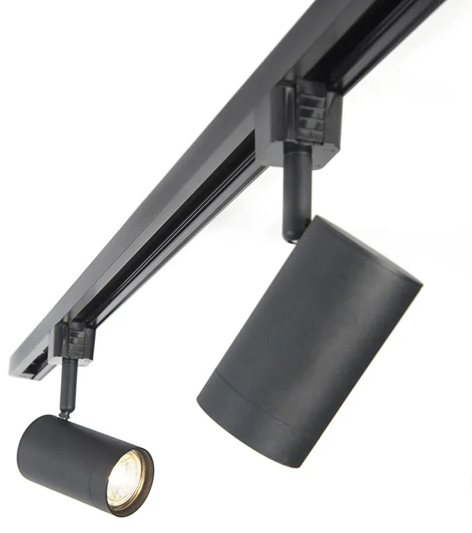 Sistema de calhas de iluminação inteligente preto com 3 WiFi GU10 1-Fase - Iconic Jeana