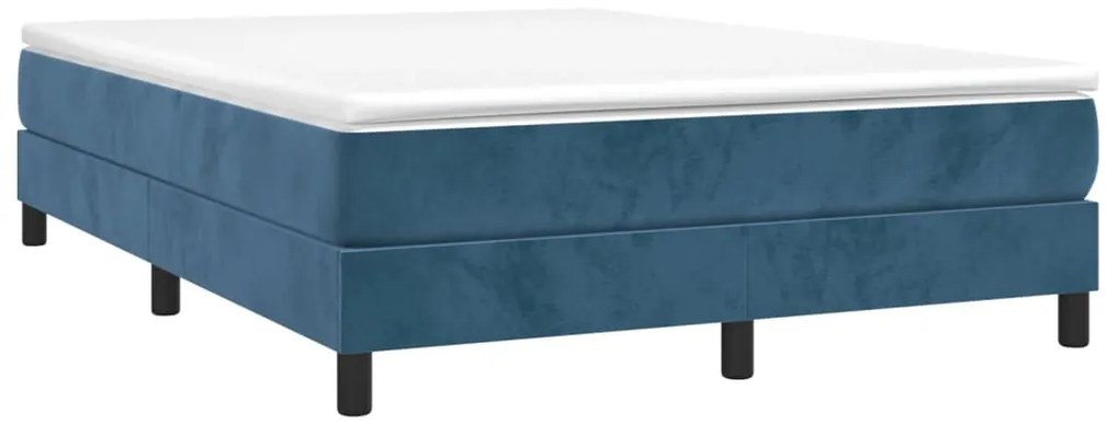 Estrutura de cama com molas 140x200 cm veludo azul-escuro