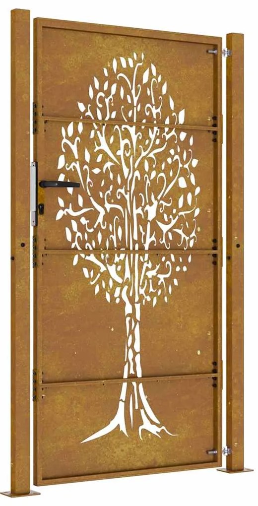 Portão de jardim 105x180 cm aço corten design árvore