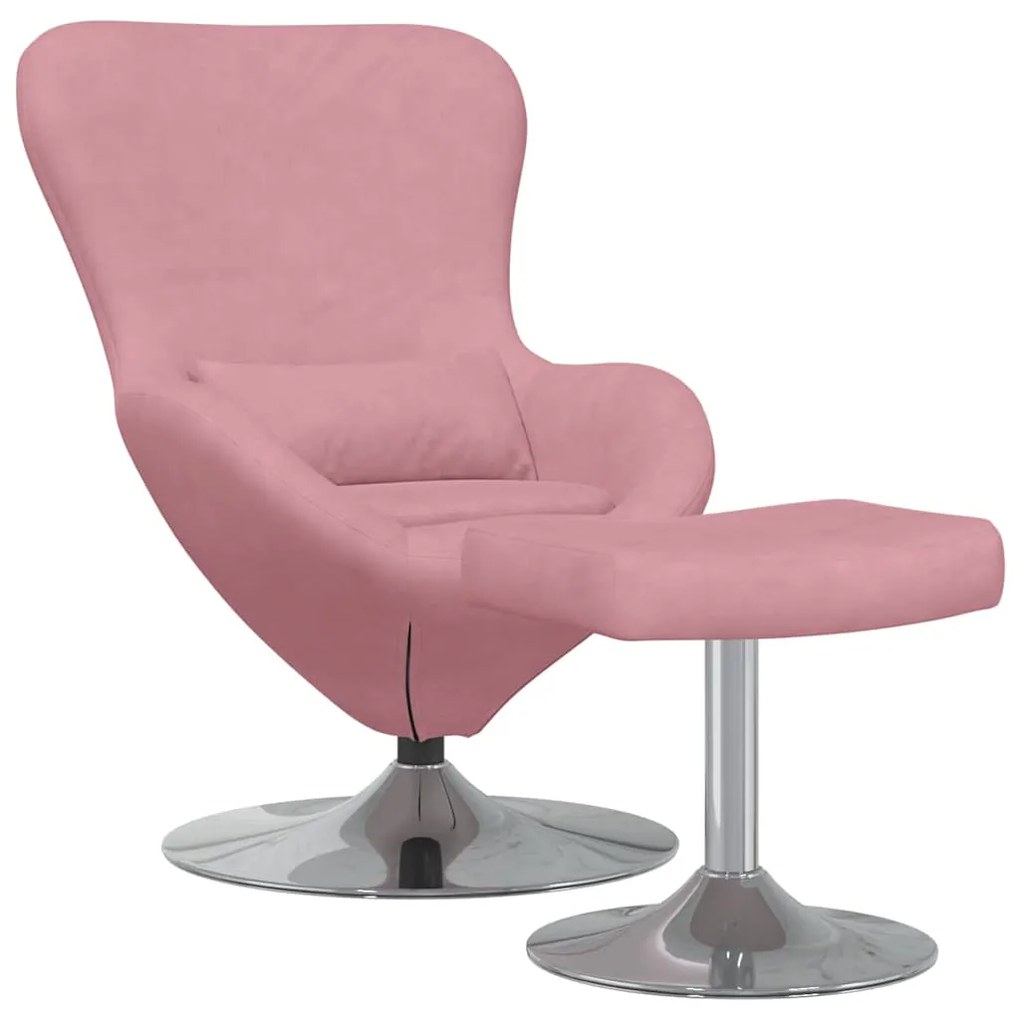Cadeira de Ovo vidaXL com Puff Veludo Rosa