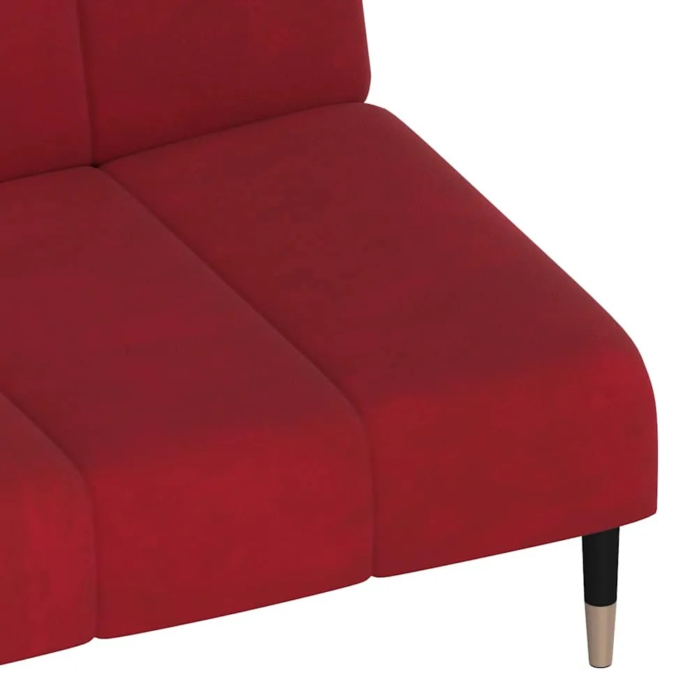 Sofá-cama de 2 lugares veludo vermelho tinto