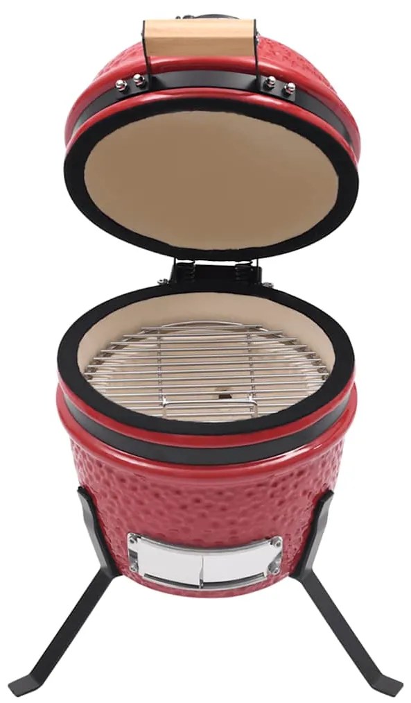 Churrasqueira/defumador Kamado 2-em-1 cerâmica 56 cm vermelho