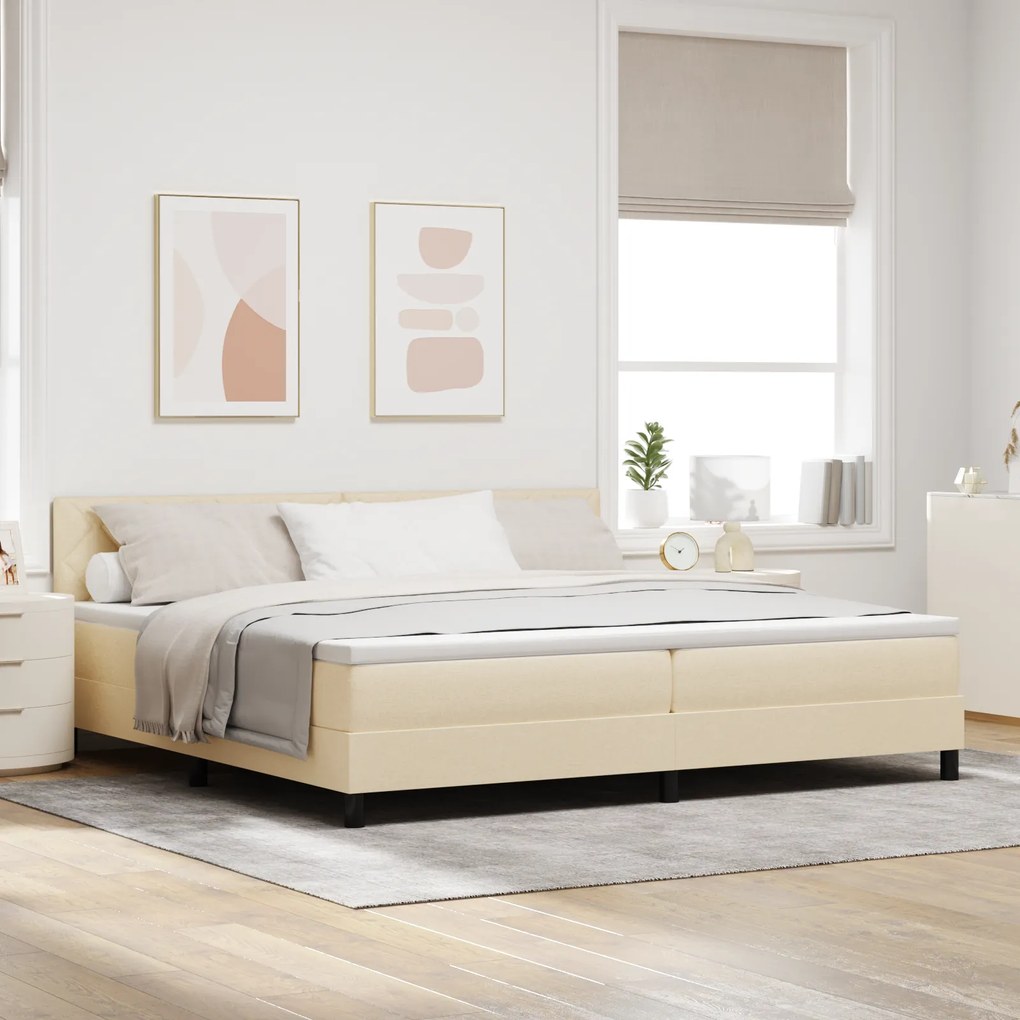 vidaXL Cama Box Spring com Colchão Creme 200x200 cm Tecido