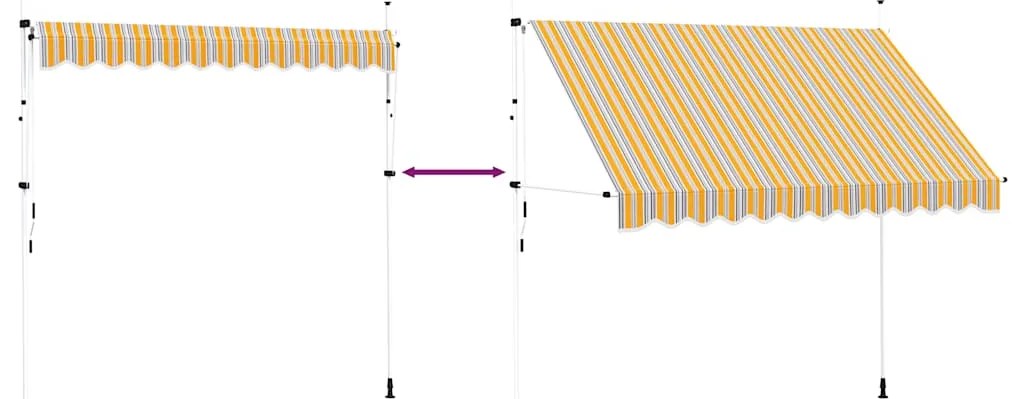 Toldo retrátil manual 300 cm riscas amarelas e azuis