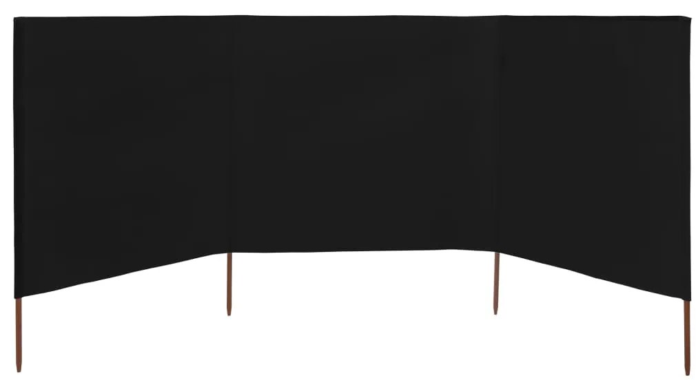 Para-vento com 3 painéis em tecido 400x120 cm preto