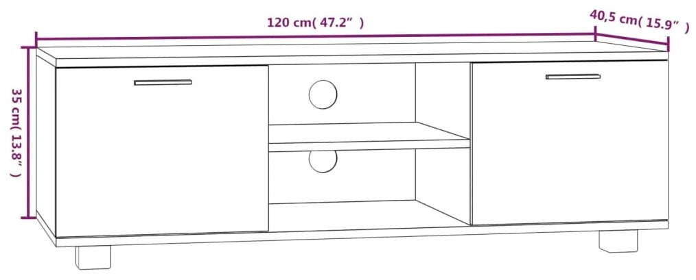 Móvel de TV 120x40,5x35 cm derivados de madeira cinzento sonoma