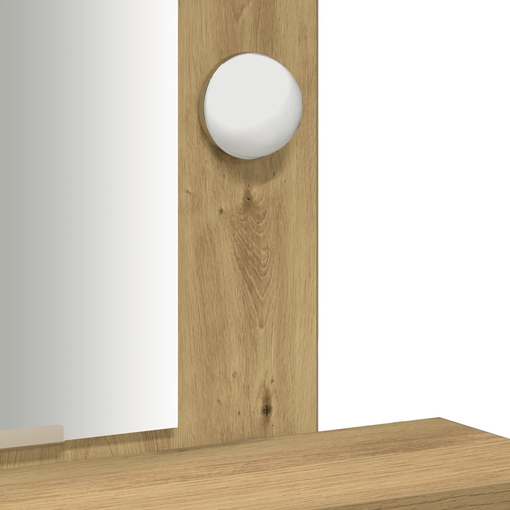 Mesa de Maquiagem vidaXL com Luzes LED Carvalho Artisan 50x41x140 cm