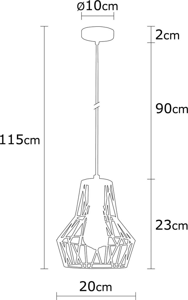 Candeeiro Chandelier Tortum – Preto – 20 cm de Diâmetro, 115 cm de Alt