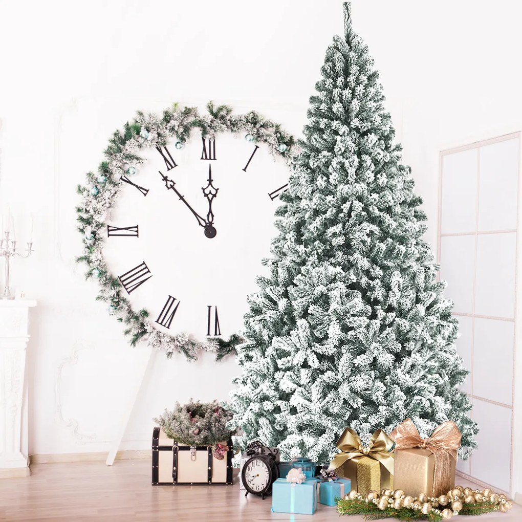Árvore de Natal Nevado 270 cm com agulhas de PVC de 1498 pontas 152 x 275 cm Branco e Verde