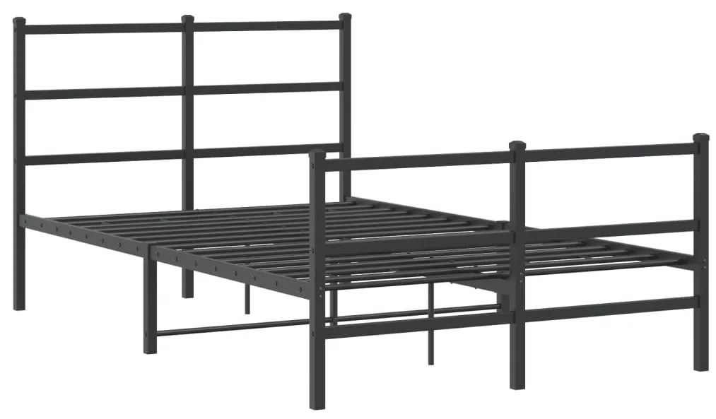 Estrutura de cama com cabeceira e pés 120x190 cm metal preto