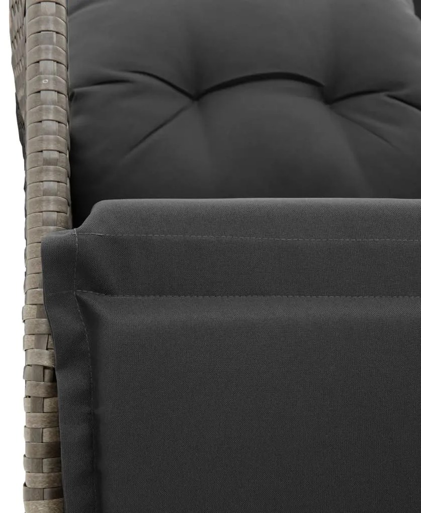 9 pcs conjunto de jantar p/ jardim c/ almofadões vime PE cinza