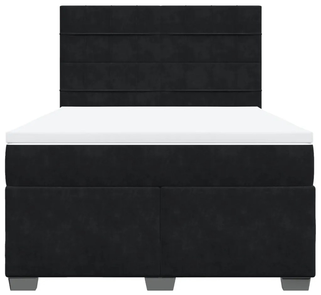 Cama com molas/colchão 140x200 cm veludo preto