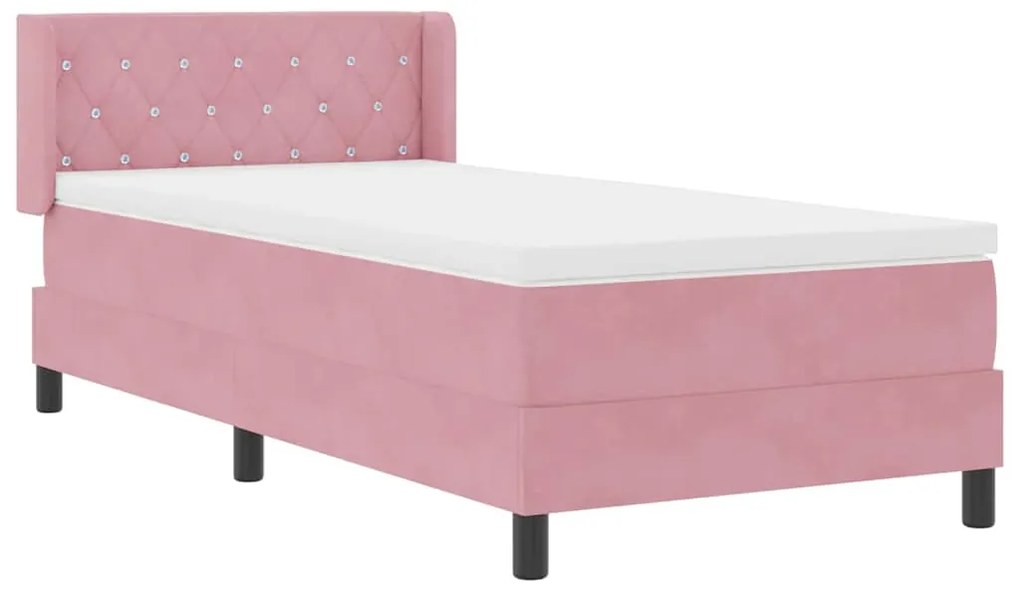 Camas Box Spring vidaXL com Colchão Rosa 90x200 cm Veludo