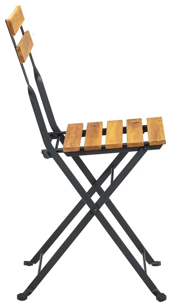 Cadeiras de jardim dobráveis 8 pcs aço e madeira acácia maciça