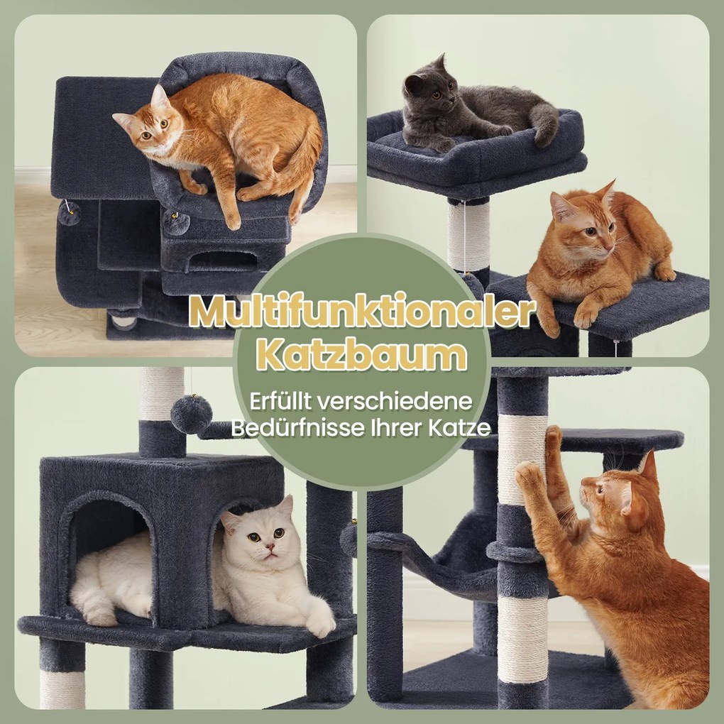 Arranhador para gatos com vários andares 45 x 35 x 112 cm cinzento esfumaçado