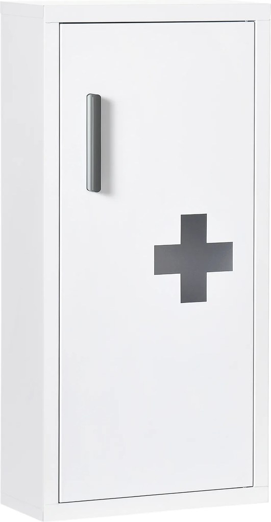 Kleankin Armário Farmácia Parede Aço 3 Níveis Porta Magnética Armazenamento Medicamentos Compacto 30x12x60 cm Branco Moderno | Aosom Portugal