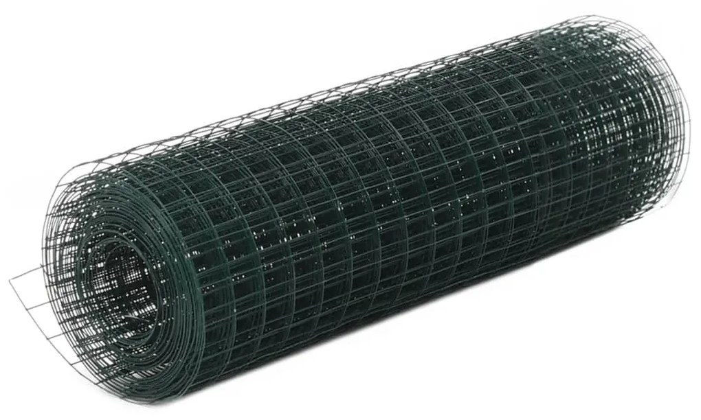 vidaXL Cerca arame galinheiro 10x0,5 m aço c/ revestimento PVC verde