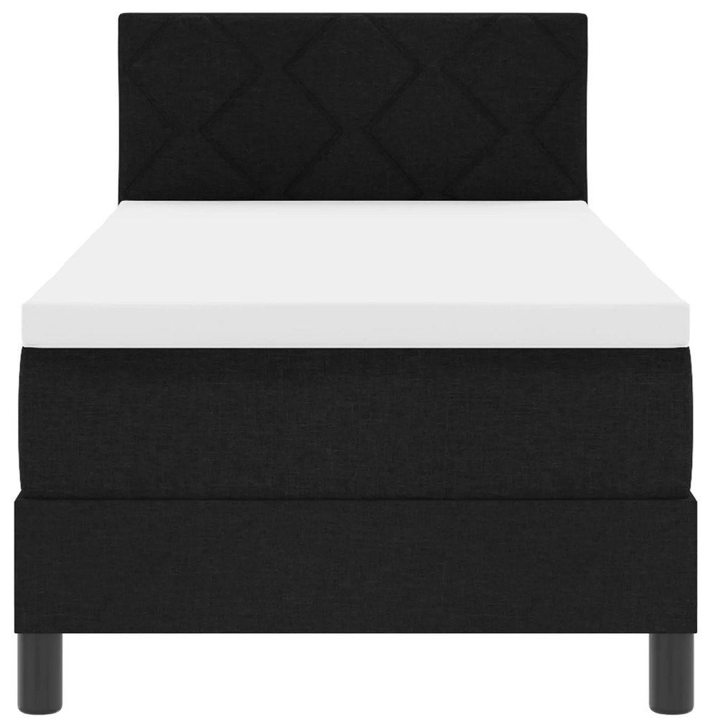 Cama Box Spring com Colchão Preta 80x200 cm Tecido