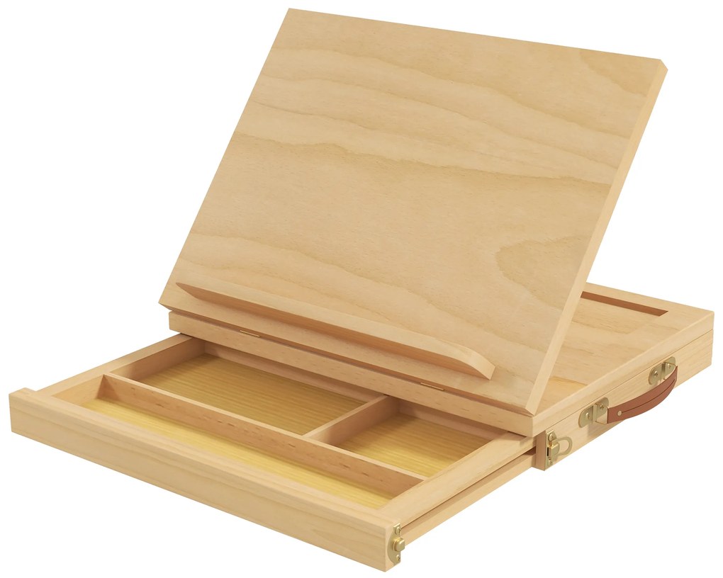 Vinsetto Cavalete de Mesa Ajustável Caixa Cavalete de Madeira de Faia com Gaveta de Armazenamento e Dobrável 33,5x26x26 cm Madeira