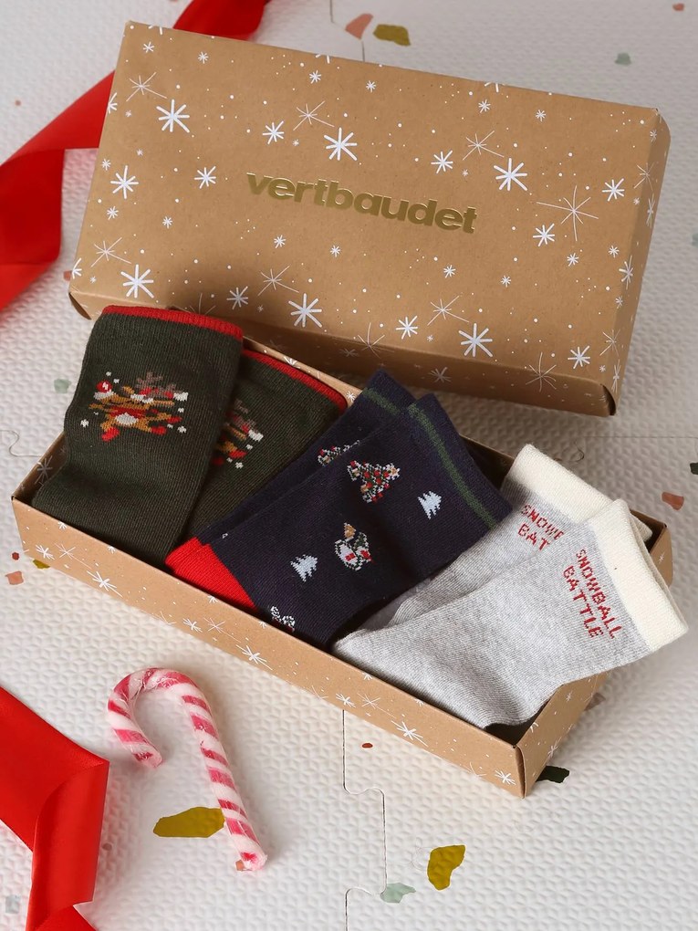 Conjunto de 3 pares de meias de natal cinza mesclado