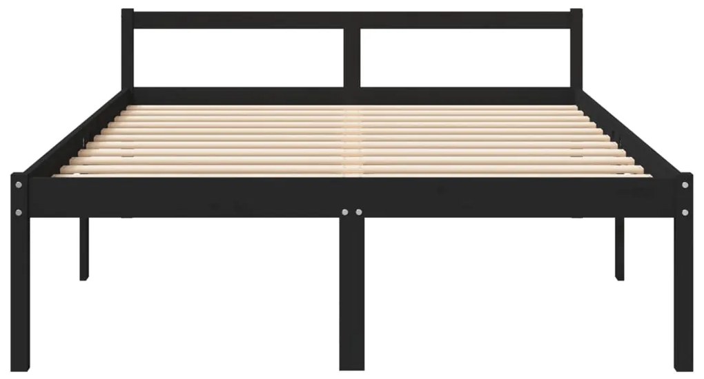 Cama para idosos king size 150x200 cm pinho maciço preto