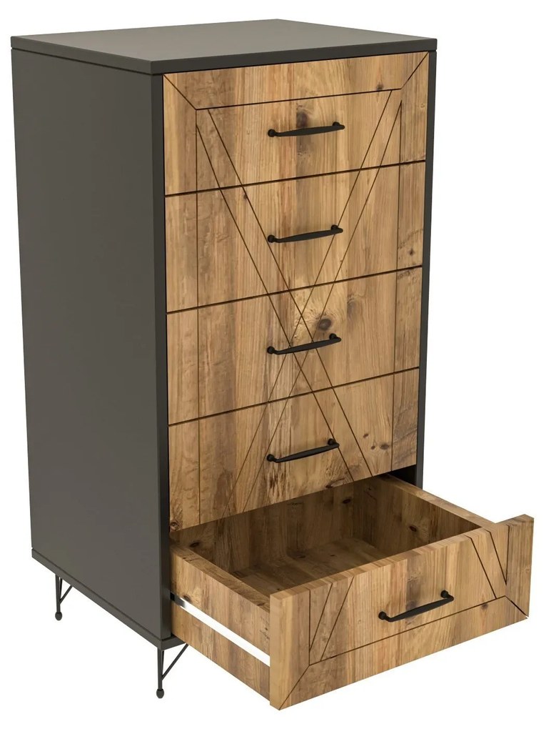 Cômoda Planet – Antracite Carvalho – 50x95x40 cm