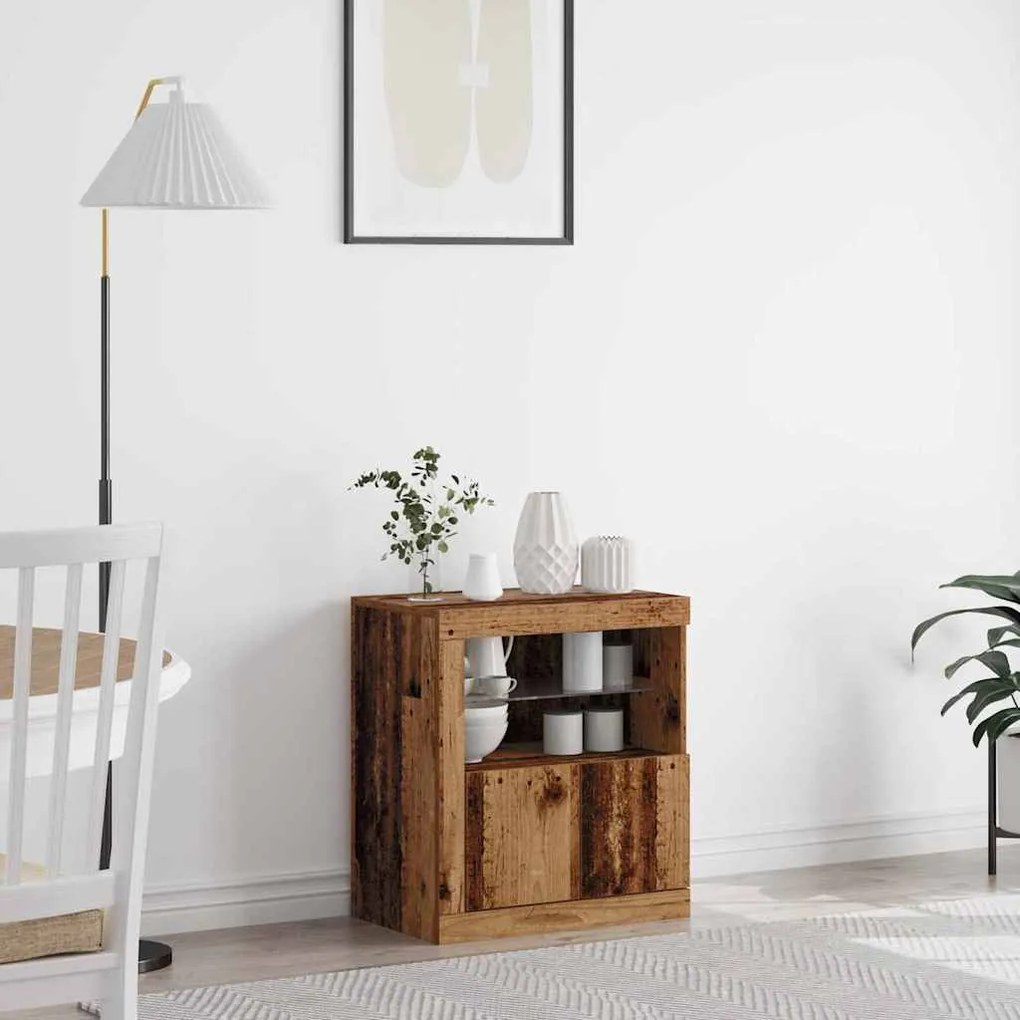 vidaXL Aparador LED Castanho 60,5 x 37 x 67 cm Madeira processada